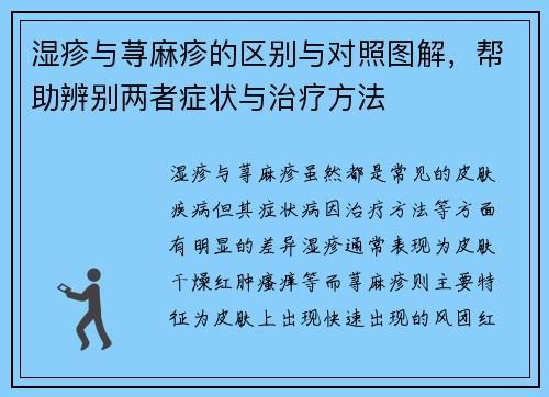湿疹与荨麻疹的区别与对照图解,帮助辨别两者症状与治疗方法